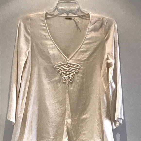 White Silk Top Peasant Blouse by Max Studio - Picture 6 of 8